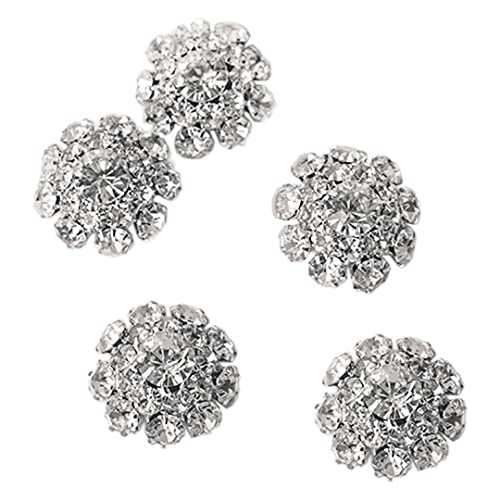 5 Stück Glitzer Strass Knöpfe Sonnenblume Bunte Knöpfe Nähen auf Kleidung Knöpfe für Frauen DIY Schmuck Handwerk 22 mm Weiß Silber Hintergrund 22 mm von Tsangbaby