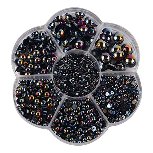 Acrylnitril-Butadien-Styrol-Perlen, halbrund, flache Rückseite, für DIY-Handys, Nagelkunst, Schmuckherstellung, Schwarz, 2800 Stück Acrylnitril-Butadien-Styrol-Perlen, halbrund, flache Rückseite, für DIY-Handys, Nagelkunst, Schmuckherstellung, Schwarz, 2800 Stück von Tsangbaby