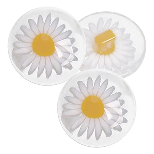Niedliche Gänseblümchen-Schaftknöpfe aus Kunstharz, 6 Stück, transparent, rund, Blumenmuster, flache Rückseite, niedliche runde Hemdknöpfe für DIY-Kinderkleid, 23 mm Niedliche Gänseblümchen-Schaftknöpfe aus Kunstharz, 6 Stück, transparent, rund, Blumenmuster, flache Rückseite, niedliche runde Hemdknöpfe für DIY-Kinderkleid, 23 mm von Tsangbaby