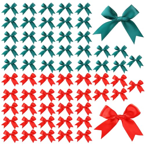 Satinschleifen, Weihnachtsschleifen, Dekoration, Geschenkpapier, Schleifen, Schleifen, für Partygeschenke, Weihnachtsgeschenke, Leckerli-Tüten, Dekoration, Schleife, Grün und Rot, 60 Stück Satinschleifen, Weihnachtsschleifen, Dekoration, Geschenkpapier, Schleifen, Schleifen, für Partygeschenke, Weihnachtsgeschenke, Leckerli-Tüten, Dekoration, Schleife, Grün und Rot, 60 Stück von Tsangbaby