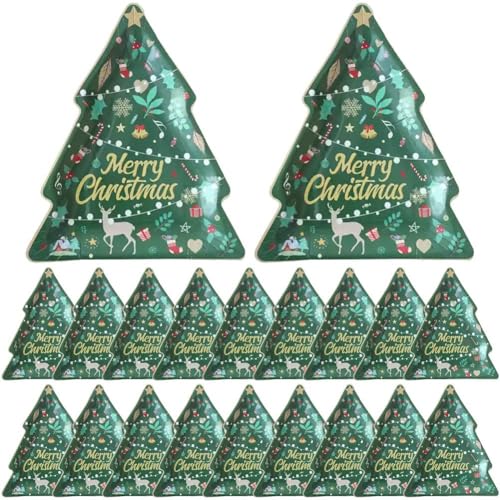 20-teiliges Weihnachtsgeschirr, Weihnachtsmann, Elch, Weihnachtsbaumform, Teller, Weihnachtsgeschirr-Set, Tischdekoration, Urlaub, Weihnachtsteller, Partyzubehör von Tsffae