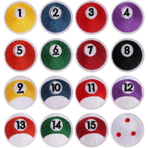Billardball-Stickerei-aufnäher, 16 Stück, Tischtennis, Besticktes Abzeichen, T-Shirt, Zum Aufnähen, Aufbügeln, Bestickte Applikation, Abzeichen, Aufnäher, DIY-zubehör Billardball-Stickerei-aufnäher, 16 Stück, Tischtennis, Besticktes Abzeichen, T-Shirt, Zum Aufnähen, Aufbügeln, Bestickte Applikation, Abzeichen, Aufnäher, DIY-zubehör von Tsffae