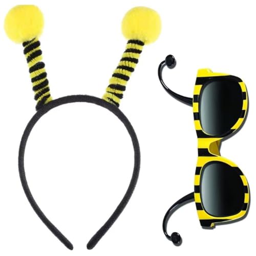 Tsffae 1 Set Bienen-stirnband Und 1 Paar Brillen-set, Bienenkopf-reifen-brillen-set, Bienen-cosplay-partygeschenke Für Die Bienentag-kostümparty Tsffae 1 Set Bienen-stirnband Und 1 Paar Brillen-set, Bienenkopf-reifen-brillen-set, Bienen-cosplay-partygeschenke Für Die Bienentag-kostümparty von Tsffae