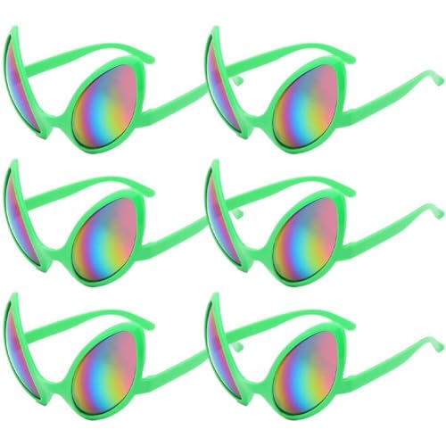 Tsffae Brille 6pcs Sonnenbrille Alternative Formen Regenbogenlinsen Brillen Aliens Cosplay Kostüm Partyzubehör Für Halloween von Tsffae