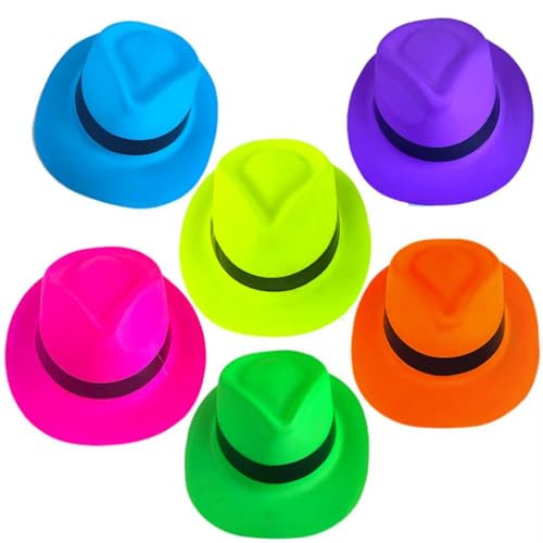 Tsffae Neon-partyhüte, 6 Stück, Im Dunkeln Leuchtende Hüte, Gangster-Mafia-Stil, Fluoreszierender Hut, Fedora-partyhüte Für Geburtstag, Cowboy-Thema, Halloween-Party Tsffae Neon-partyhüte, 6 Stück, Im Dunkeln Leuchtende Hüte, Gangster-Mafia-Stil, Fluoreszierender Hut, Fedora-partyhüte Für Geburtstag, Cowboy-Thema, Halloween-Party von Tsffae