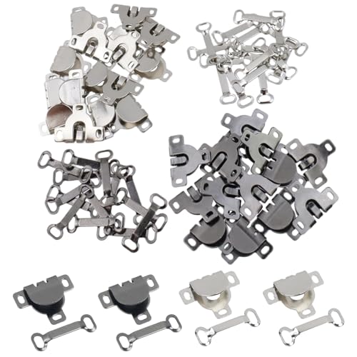 Tsnamay Metallhaken aus Kunstharz, Haken- und Ösenverschlüsse für Kleidung, silberweiß, 15 Paar und Rotguss, 15 Paar, E-Stil, PP-Kunststoffbox, 110 x 86 x 15 mm (L x B x H), 1 Set von Tsnamay