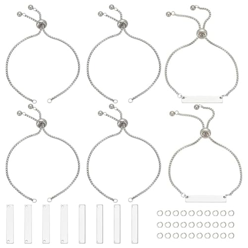 TsoLay 10 Stück Gravurarmbänder Rohlinge Edelstahl Verstellbares Armband-Set Gravierbare Rechteckige Charm-Armbänder, A TsoLay 10 Stück Gravurarmbänder Rohlinge Edelstahl Verstellbares Armband-Set Gravierbare Rechteckige Charm-Armbänder, A von TsoLay