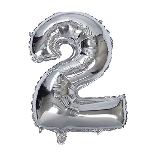 TsoLay 81,3 cm silberne Zahlen-Ziffern-Folienballons Heliumballons Geburtstag Hochzeit Luftballons Party Event Silber 2 von TsoLay