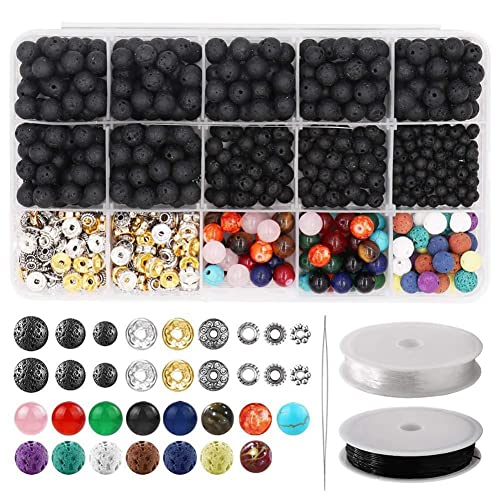 TsoLay Lava-Perlen-Set, Ersatzteile, Lavastein, Steinperlen, Chakra-Perlen, Abstandshalter, Perlen, ätherische Öle, Armband, Halskette, Schmuckherstellung TsoLay Lava-Perlen-Set, Ersatzteile, Lavastein, Steinperlen, Chakra-Perlen, Abstandshalter, Perlen, ätherische Öle, Armband, Halskette, Schmuckherstellung von TsoLay
