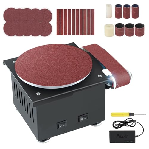 TsoLay Mini-Bandschleifer, 100-W-Tisch-Bandschleifer Mit Schleifscheibe/-Band, Tisch-Poliermaschine, 7-stufig Einstellbare Geschwindigkeit, Für Holz-, Metall-, Stein- Und Scherenschleifen TsoLay Mini-Bandschleifer, 100-W-Tisch-Bandschleifer Mit Schleifscheibe/-Band, Tisch-Poliermaschine, 7-stufig Einstellbare Geschwindigkeit, Für Holz-, Metall-, Stein- Und Scherenschleifen von TsoLay