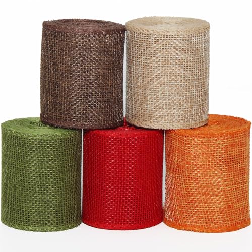 5 Rollen Geschenkband Juteband 6cm*3m, Breit Sackleinenband Leinenband, Juteband Weihnachten, Sackleinen Band Stoffband für Geschenken Weihnachtsbaumdeko Zuhause Partys jute tape 5 Rollen Geschenkband Juteband 6cm*3m, Breit Sackleinenband Leinenband, Juteband Weihnachten, Sackleinen Band Stoffband für Geschenken Weihnachtsbaumdeko Zuhause Partys jute tape von Tssnlur