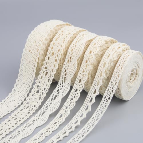 6 Rollen Spitzenband, 30 m Vintage Spitzenborte, beiges Baumwoll Dekorband, Spitzenkante, Vintage Spitzenbordüre, Häkelspitze Spitze Borten für DIY-Nähen, Bastelarbeiten und Hochzeitsdekoration 6 Rollen Spitzenband, 30 m Vintage Spitzenborte, beiges Baumwoll Dekorband, Spitzenkante, Vintage Spitzenbordüre, Häkelspitze Spitze Borten für DIY-Nähen, Bastelarbeiten und Hochzeitsdekoration von Tssnlur