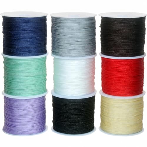 9 Farben 0.8 mm Nylonschnur, 50 m/Rolle Nylonfaden für Armbänder, Geflochtene Makramee Garn Perlenfaden Chinesische Knotenkordelband für DIY Armbänder Halsketten Schmuckhandwerk Nähen 9 Farben 0.8 mm Nylonschnur, 50 m/Rolle Nylonfaden für Armbänder, Geflochtene Makramee Garn Perlenfaden Chinesische Knotenkordelband für DIY Armbänder Halsketten Schmuckhandwerk Nähen von Tssnlur