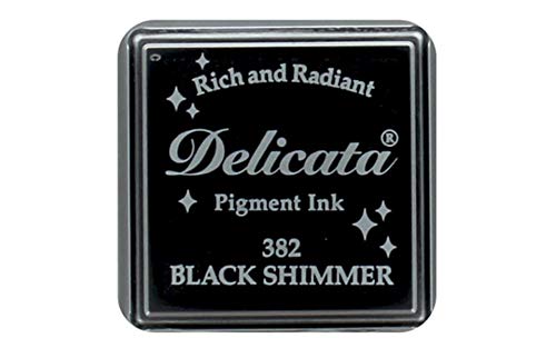 Tsukineko Delicata Stempelkissen-Schwarz, Black Shimmer-Klein-Wasserbasis, Wasserfest-Embossing, acryl, 3,4 x 3,4 x 2 cm von Tsukineko