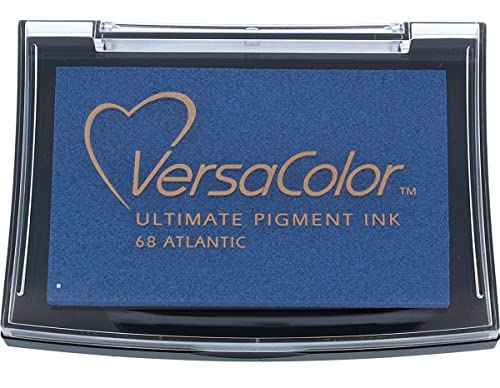 Tsukineko VersaColor Stempelkissen-Blau, Atlantic-Groß-Deckend, Wasserbasis-Wasserfest-Embossing, Blue, 9,9 x 6,8 x 1,9 cm von Tsukineko