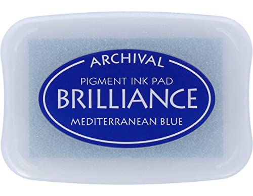 Tsukineko Brilliance Stempelkissen zum Stempeln-blau, mediterranblau-groß-archivierbar, deckend, wasserfest-Prägung, Papier, Mittelmeerblau, pad Size: 7,6 x 4,7 cm Tsukineko Brilliance Stempelkissen zum Stempeln-blau, mediterranblau-groß-archivierbar, deckend, wasserfest-Prägung, Papier, Mittelmeerblau, pad Size: 7,6 x 4,7 cm von Tsukineko