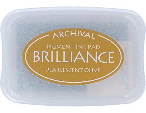 Tsukineko Brilliance Stempelkissen zum Stempeln-grün, perloliv-groß-archivierbar, deckend, wasserfest-Prägung, Perlglanz Olivgrün, pad Size: 7,6 x 4,7 cm Tsukineko Brilliance Stempelkissen zum Stempeln-grün, perloliv-groß-archivierbar, deckend, wasserfest-Prägung, Perlglanz Olivgrün, pad Size: 7,6 x 4,7 cm von Tsukineko