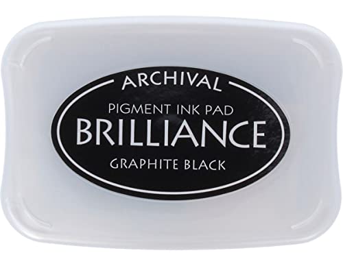 Tsukineko Brilliance Stempelkissen-Schwarz, Graphite Black-Groß-Beständig Gegen Ausbleichen, Deckend, Wasserfest-Embossing, 9,9 x 6,8 x 1,9 cm von GARY M. BURLIN & CO.