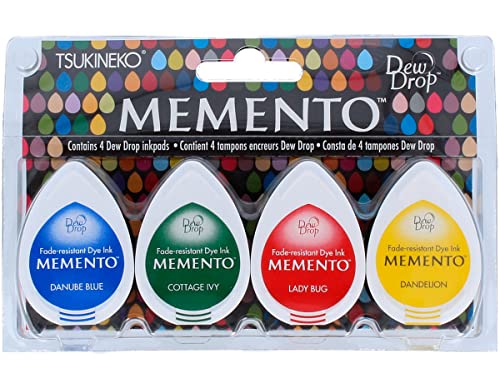 Tsukineko Prime Time Memento Dew Drop Dye Inkpads 4/Pkg MD-100-11, Mehrfarbig von Tsukineko