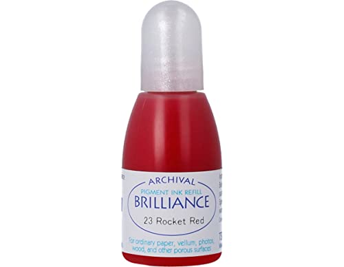 Tsukineko Refill Nachfülltinte-15 ml-Rot, Rocket Red-Zubehör Reinker für Brilliance Stempelkissen, 2,8 x 2,8 x 7,2 cm von Tsukineko