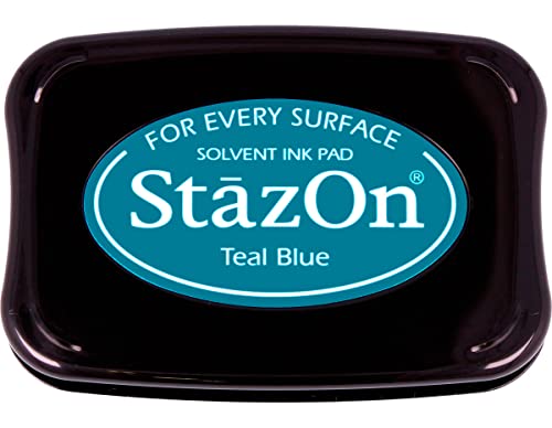 Tsukineko StazOn Multi-Oberflächen Stempelkissen, Aquamarin Blau, Synthetic Material, Tuerkis, 9.9 x 6.6 x 1.8 cm von Tsukineko