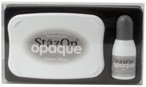 Tsukineko StazOn Opaque Un-Inked Pad and Inker, Cotton White, Pad and Inker by von Tsukineko