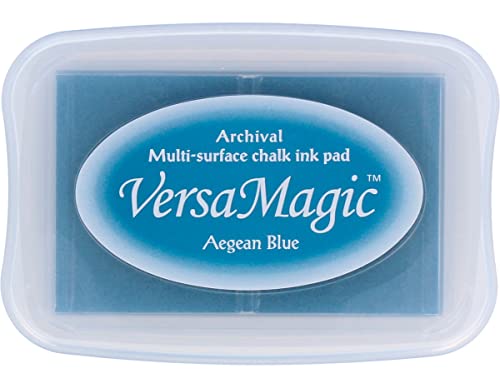 Tsukineko VersaMagic Ink Pads Stempelkissen, Kreiden-Finish, Aegean Blue, Synthetic Material, blau, 9.9 x 6.6 x 1.8 cm von Tsukineko