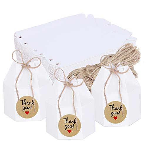 TsunNee 50 Stück sechseckige Süßigkeitenschachteln aus Papier, für Hochzeiten, Partygeschenkschachteln, kreative Süßigkeitenschachteln aus Papier, Party-Pakete mit Dankesaufklebern TsunNee 50 Stück sechseckige Süßigkeitenschachteln aus Papier, für Hochzeiten, Partygeschenkschachteln, kreative Süßigkeitenschachteln aus Papier, Party-Pakete mit Dankesaufklebern von TsunNee