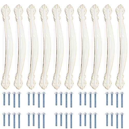 TsunNee Europa-Stil Kabinettgriff, Bügelgriffe, 18,5cm Länge (12,8cm Lochmitte), Möbelgriff, Elfenbein, 10er-Pack von TsunNee