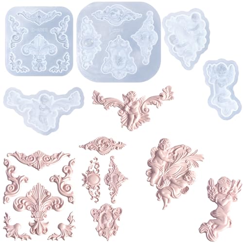 5 x Silikonform im Barock-Stil, Curlicues, Schnörkelspitze, Schmuck, Epoxidharz, Zuckerguss, DIY, Ton, Wachs, Kuchendekoration, Dekoration von Tswinsky