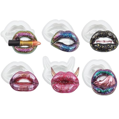 6 Stück Silikon-Lippen, Schlüsselanhänger, Kunstharz, Gießform, Anhänger, Charm, Schmuck, Epoxid-Formen, Aromatherapie, Schokolade, Kuchen, Backform, Kunst, Dekoration, handgefertigtes Wachs-Handwerk 6 Stück Silikon-Lippen, Schlüsselanhänger, Kunstharz, Gießform, Anhänger, Charm, Schmuck, Epoxid-Formen, Aromatherapie, Schokolade, Kuchen, Backform, Kunst, Dekoration, handgefertigtes Wachs-Handwerk von Tswinsky