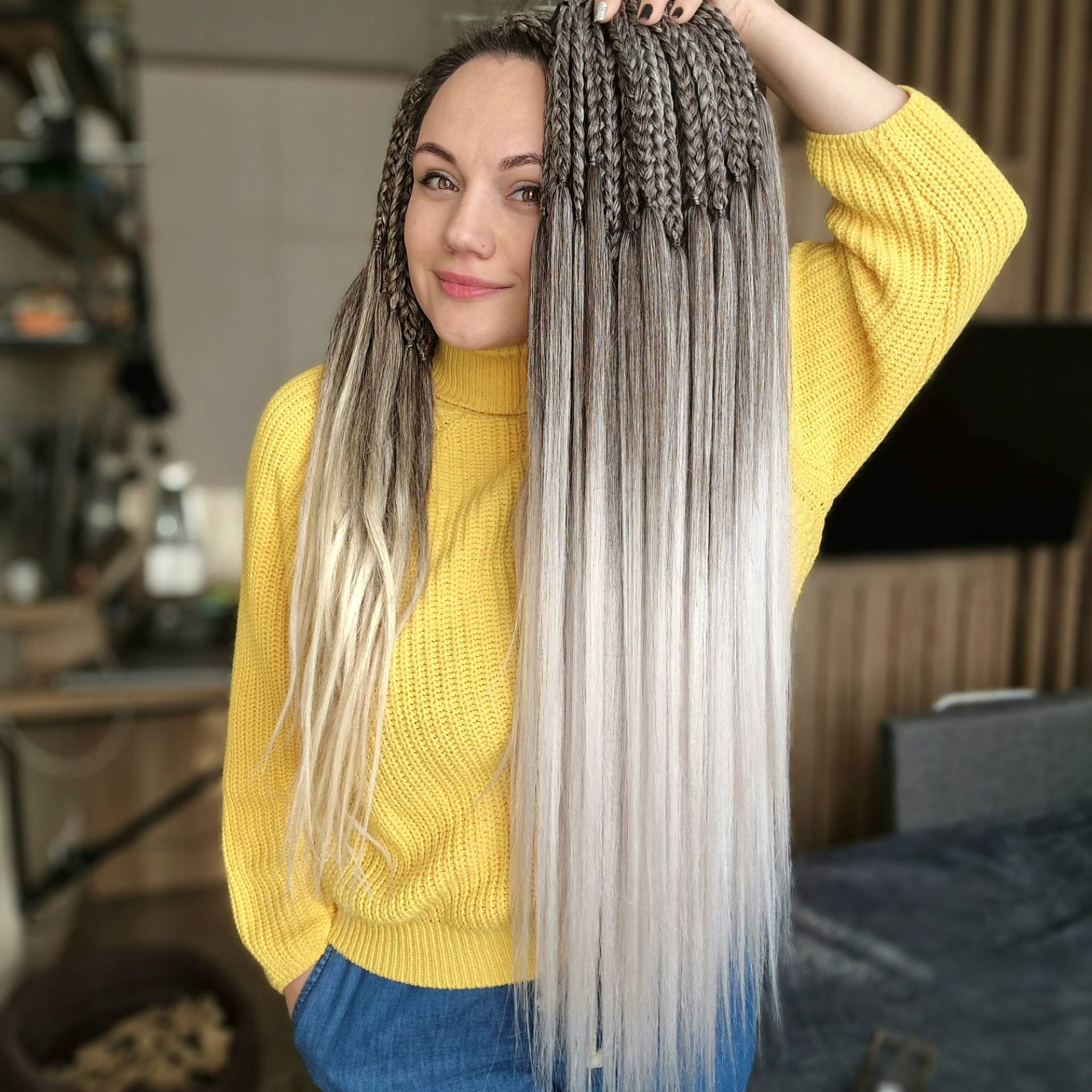 Zöpfe Erweiterungen Ombre Dunkelbraun Bis Weiß Flechten Haar Doppelendige Haarverlängerungen Imitation Lange Haare Zöpfe Erweiterungen Ombre Dunkelbraun Bis Weiß Flechten Haar Doppelendige Haarverlängerungen Imitation Lange Haare von TsymayDreads