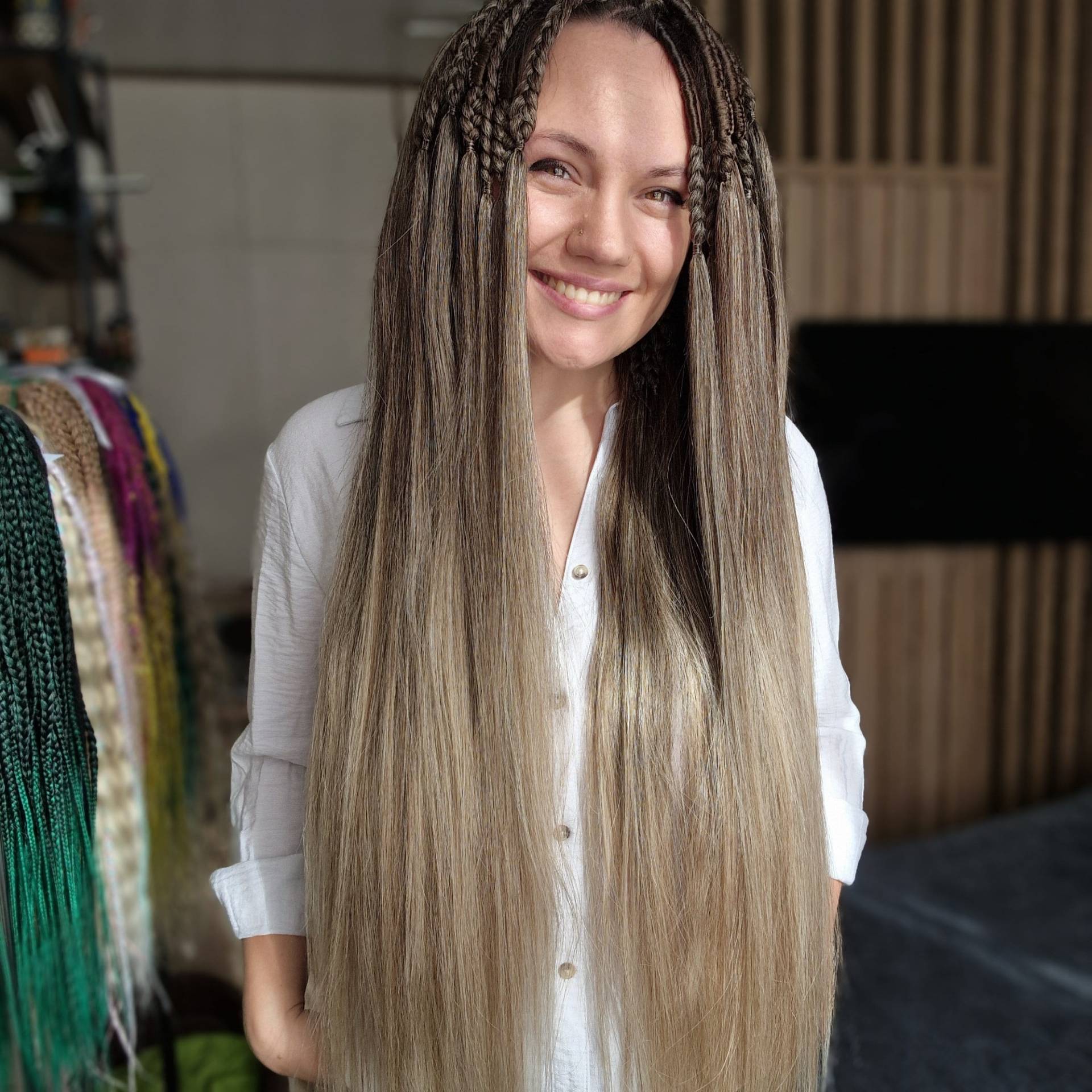 Zöpfe Mit Losen Enden Ombre Dunkelbraun Bis Mehrere Schattierungen Von Dunkelblond Flechthaare Doppelendige Haarverlängerungen Lange Haare von TsymayDreads