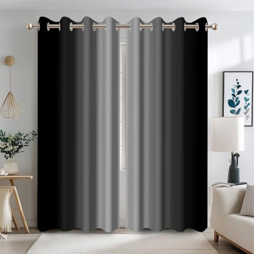 Ttincceer 135x215cm Schwarz Blackout Vorhänge für Schlafzimmer Ombre Grau Zimmer Verdunkelung Fenster Vorhänge Gradient Schwarz zu Grau Weiß Licht blockieren Thermisch isoliert 2 Panels Ttincceer 135x215cm Schwarz Blackout Vorhänge für Schlafzimmer Ombre Grau Zimmer Verdunkelung Fenster Vorhänge Gradient Schwarz zu Grau Weiß Licht blockieren Thermisch isoliert 2 Panels von Ttincceer