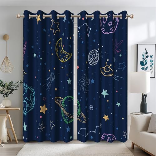 Ttincceer Marineblau Raum Blackout Vorh채nge Cartoon Sterne Planeten Thema Galaxie Vorh채nge f체r Kinder Schlafzimmer Weltraum Vorh채nge mit T체lle Kinderzimmer Raum Dekor Vorhang 2 Panels 117x138cm Ttincceer Marineblau Raum Blackout Vorh채nge Cartoon Sterne Planeten Thema Galaxie Vorh채nge f체r Kinder Schlafzimmer Weltraum Vorh채nge mit T체lle Kinderzimmer Raum Dekor Vorhang 2 Panels 117x138cm von Ttincceer