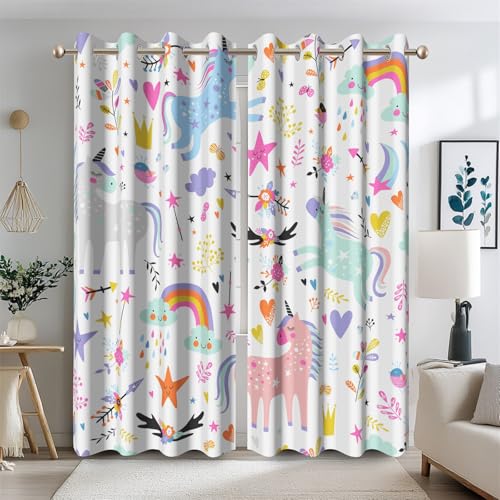 Ttincceer U-nicorn Vorhang für Kinder Schlafzimmer Cartoon Regenbogen Wolke Blackout Vorhang für Mädchen Zimmer Bunte U-nicorns Fenster Vorhänge für Kinderzimmer Zimmer 2 Panels 117x138cm Ttincceer U-nicorn Vorhang für Kinder Schlafzimmer Cartoon Regenbogen Wolke Blackout Vorhang für Mädchen Zimmer Bunte U-nicorns Fenster Vorhänge für Kinderzimmer Zimmer 2 Panels 117x138cm von Ttincceer