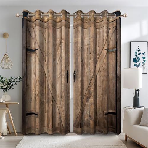 Ttincceer hölzerne Scheunentor Vorhänge rustikale Vintage Holz Tür drucken Bauernhaus Fenster Behandlung 2 Panels Thermisch isoliert Blackout Fenster Vorhänge für Schlafzimmer 135x215cm Ttincceer hölzerne Scheunentor Vorhänge rustikale Vintage Holz Tür drucken Bauernhaus Fenster Behandlung 2 Panels Thermisch isoliert Blackout Fenster Vorhänge für Schlafzimmer 135x215cm von Ttincceer