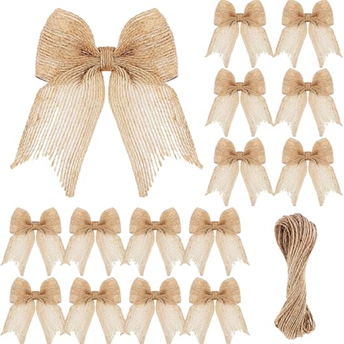Ttiy Juteschleifen, handgefertigt, rustikale Schleife, Knoten, für Bastelarbeiten, Zuhause, Hochzeit, Party, Zubehör, 10 Stück Ttiy Juteschleifen, handgefertigt, rustikale Schleife, Knoten, für Bastelarbeiten, Zuhause, Hochzeit, Party, Zubehör, 10 Stück von Ttiy