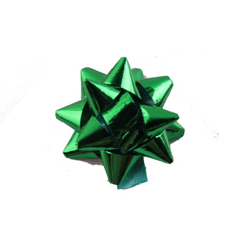 Ttiy Mini-Stern-Schleifen, metallische Weihnachtsschleifen, kreative Folienschleifen, selbstklebend, Geschenkschleifen, Geschenkband, Schleifen zum Verpacken und Dekorieren, 100 Stück (grün) von Ttiy
