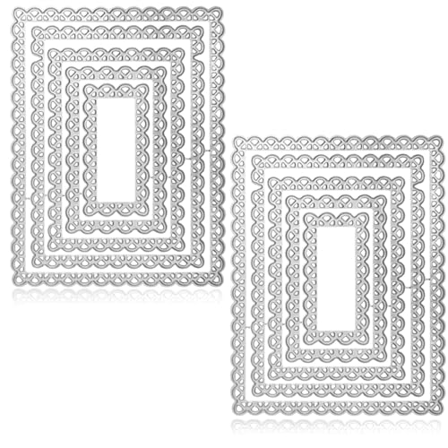 TuNan Stanzschablonen, 2 Sets verschachtelte genähte gewellte rechteckige Rahmen, Metall-Stanzformen für Bastelarbeiten, Papierkarten, Alben, Scrapbooking, Prägung - 10 Stück von TuNan
