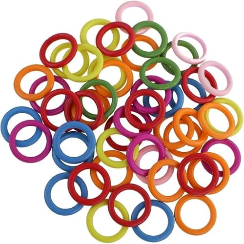 Tubayia 100pcs Bunte Hölzerne Zum Basteln,Farbig Bemalte Holzringe, Kreise Zum Basteln, DIY Anhänger - 33mm von Tubayia