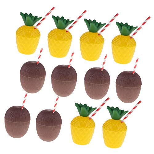Tubayia 12 Stück Plastik Ananas-Cups Kokosnussschalen Trinkbecher für Strand Party Kindergeburtstag Tubayia 12 Stück Plastik Ananas-Cups Kokosnussschalen Trinkbecher für Strand Party Kindergeburtstag von Tubayia
