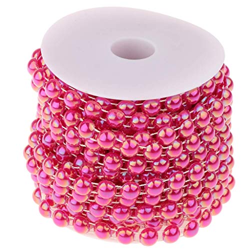 Tubayia 15m Halbkreis Künstliche Perlen Kette Perlenband Perlenkette Perlengirlande für DIY Hochzeit Dekoration (Rose Rot) von Tubayia