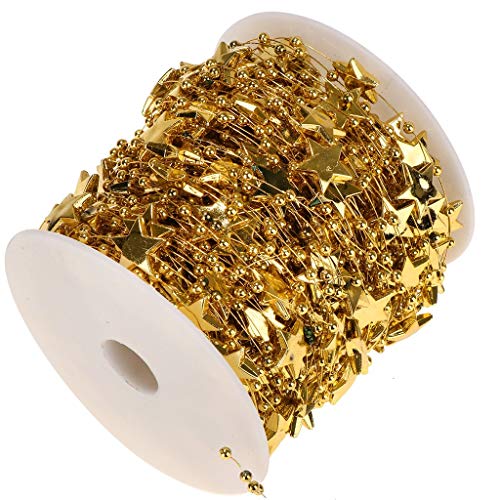 Tubayia 30m Stern Perlen Girlanden Perlenband Perlenkette Dekoband DIY Dekoration für Hochzeit, Weihnachten (Gold) von Tubayia