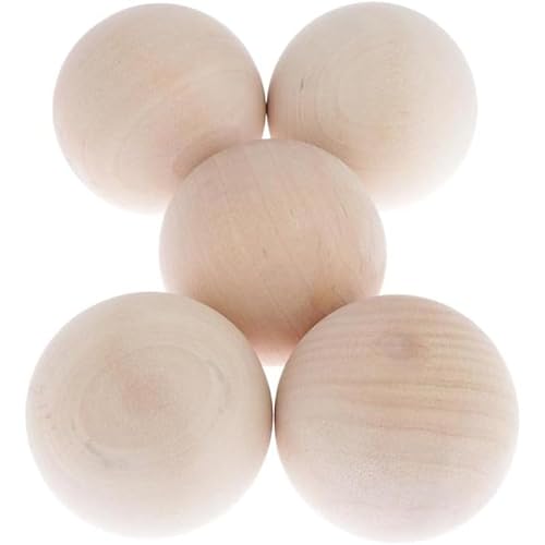 Tubayia 5 Stücke Natürliche Holzkugeln Perlen Buche Holzkugel Hartholzkugeln (5 * 60mm) von Tubayia