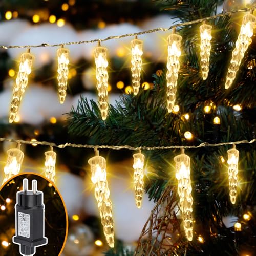 Tubiaz 2 x 40LEDs Eiszapfen Lichterkette für innen und außen, Wasserdichte Eiszapfen Lichterketten, IP44, 8 Leuchtmodi, für Patio, Garten, Rasen, Partei, Haus, Feiertagsdekoration, Warmweiß Tubiaz 2 x 40LEDs Eiszapfen Lichterkette für innen und außen, Wasserdichte Eiszapfen Lichterketten, IP44, 8 Leuchtmodi, für Patio, Garten, Rasen, Partei, Haus, Feiertagsdekoration, Warmweiß von Tubiaz