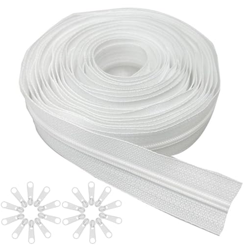 Tucireat 5m Nylon Endlosreißverschluss + 20 Metall Schieber – Kette Größe #5 – Breite 32 mm,Endlos Reissverschluss für Bettwäsche,Zipper aus Nylon für DIY-Näharbeiten an Taschen, Kleidung usw.(Weiß) Tucireat 5m Nylon Endlosreißverschluss + 20 Metall Schieber – Kette Größe #5 – Breite 32 mm,Endlos Reissverschluss für Bettwäsche,Zipper aus Nylon für DIY-Näharbeiten an Taschen, Kleidung usw.(Weiß) von Tucireat