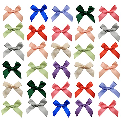 Tucireat Satinband Schleifen 100 Stück Kleine Satinband Mini Satinband Schleifen Klein Satin Band Schleife Farbe Mini Band Bowtie Schleifen Selbstklebend Dekoration Kartenherstellung Verzierungen von Tucireat