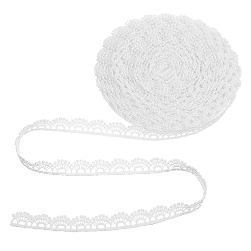 10 Yards Spitzenband, Spitzenband Weiß, Spitzenborte, Borten und Bänder zum Nähen, Weiße Dekorative Spitze für DIY, Hochzeit, Handwerk (Breite 1.2 cm) von Tucnoeu