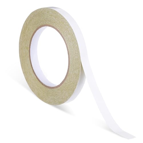 Tucnoeu 1 Stück Textilklebeband, Vorhang Kürzen Ohne Nähen, Klebeband Für Stoff - Doppelseitiges Gewebeband 1/2 Zoll (1,2 cm x 50 m) Weiß von Tucnoeu